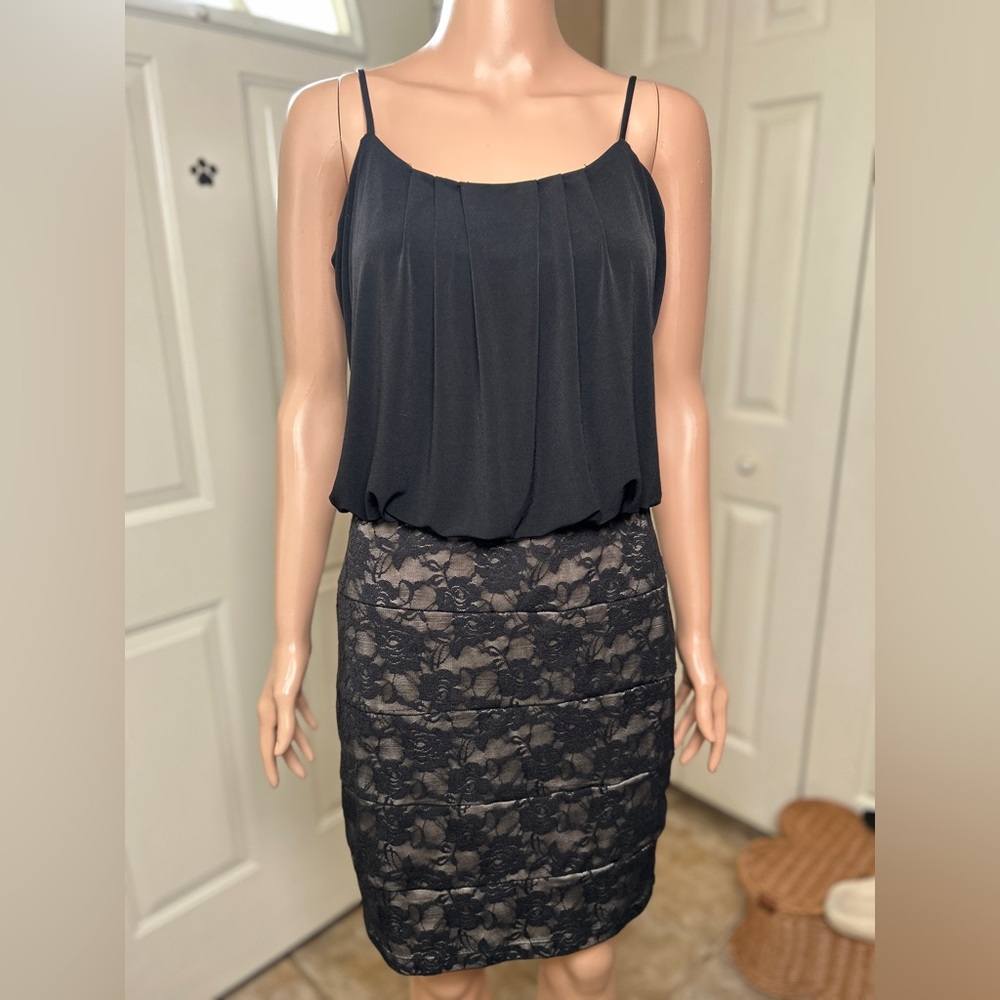 Enfocus Studio Chic Black Spaghetti Strap Lace dress size 14